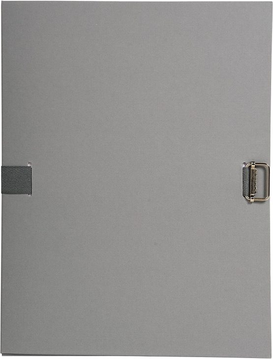 Exacompta 730E Document Folder with Flexible Folding Spine Cardboard Laminated, Coloured Stoffeinband, DIN A4, grau