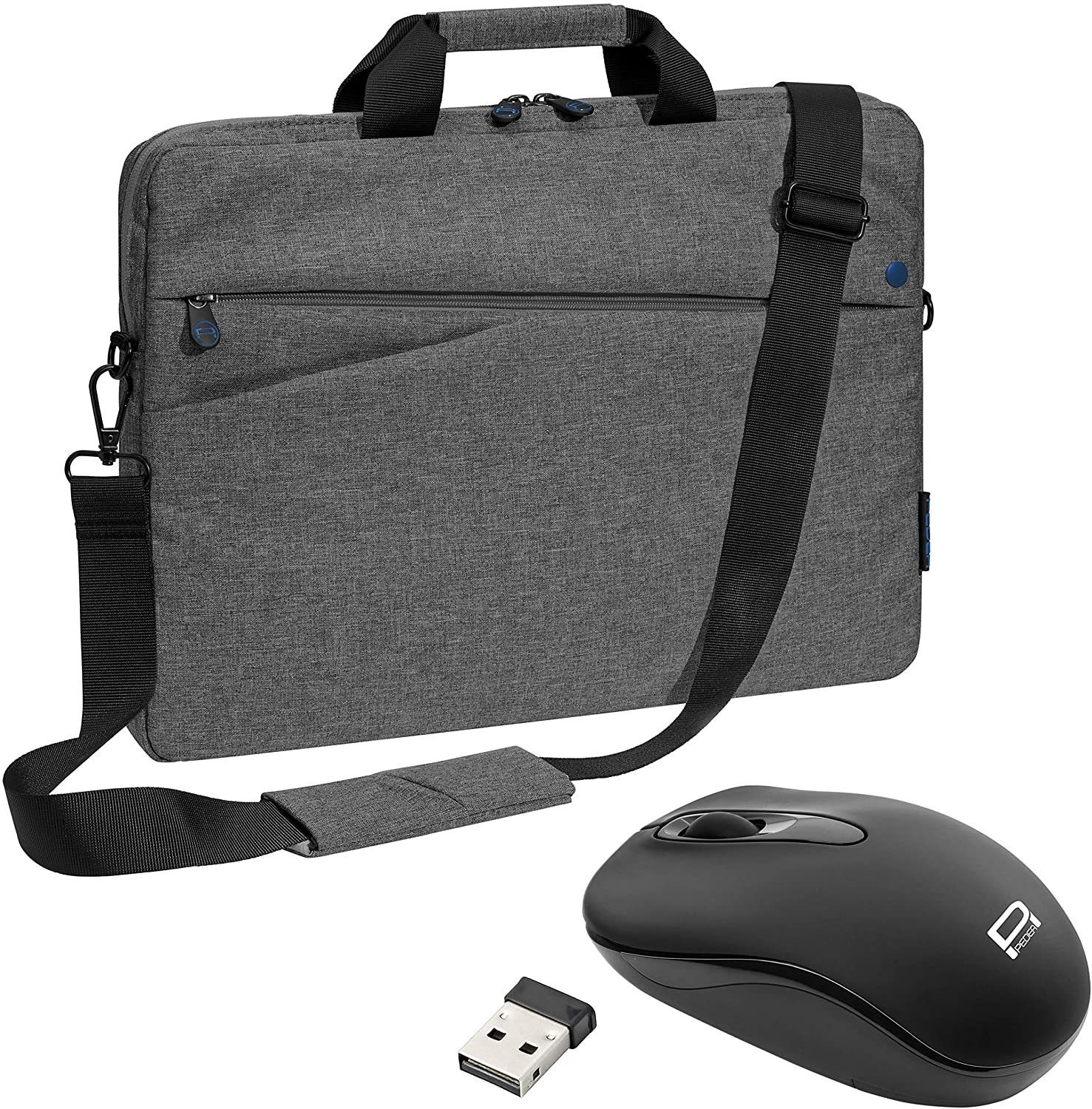 Pedea "Fashion Laptop Bag up to 13.3 Inches Shoulder Bag with Shoulder Strap and Wireless Mouse - Grey/Blue