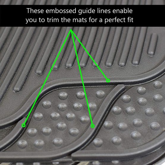 Sakura All-Weather Rubber Car Mats SS3601 - Set of 4, Anti-Slip Backing, Universal Fit, Embossed Trim-To-Fit Lines - Image 3