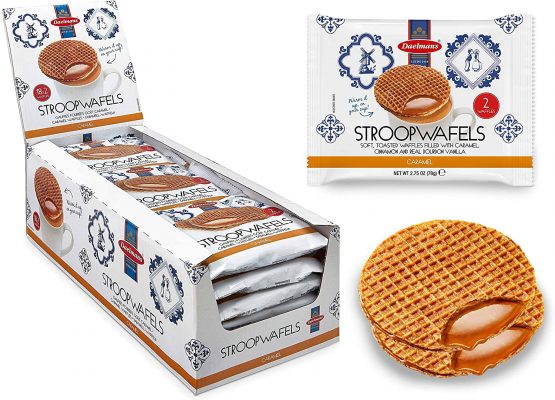 Daelmans Stroopwafels | Caramel Stroopwaffle | Caramel Wafers - 78 g x 18 in a Box - Warm it up on Your Cup - Great for Those on The go Moments…