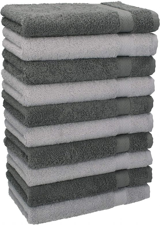 Betz Pack of 10 Guest Towels PREMIUM 100% Cotton 30x50 cm (anthracite grey & silver grey)