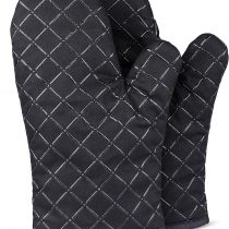 Oven Gloves Heat Resistant double sided Non Slip Silicon oven mitts for Grilling/Cooking/Baking/Barbecue - 1 Pair, Black
