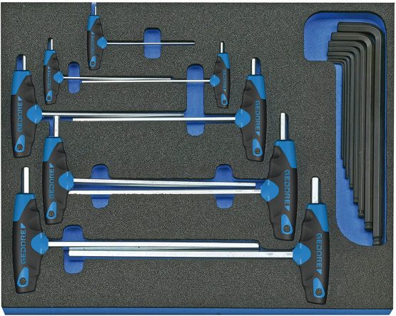 Gedore 2005 CT2-DT 42 Hexagon Allen Key Set in 2/4 CT Tool Module, 17 pcs