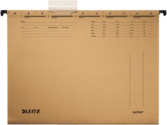 Leitz Alpha 19153000 Suspension File Cardboard Natural Brown Pack of 10