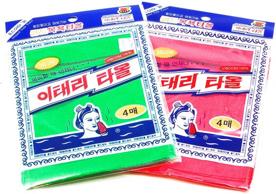 8 pcs Asian Exfoliating Bath Washcloth - Red & Green