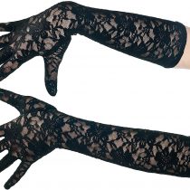 Boland 03002 Black Night Lace Long Gloves, one size