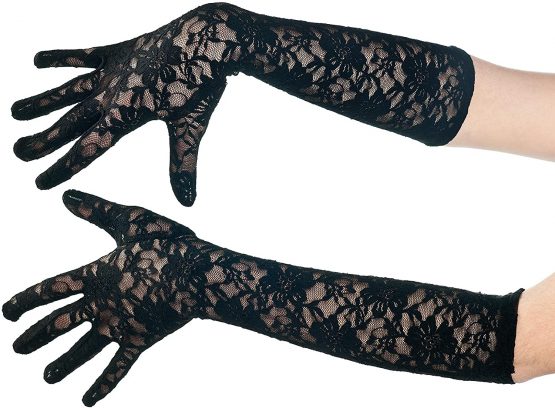 Boland 03002 Black Night Lace Long Gloves, one size
