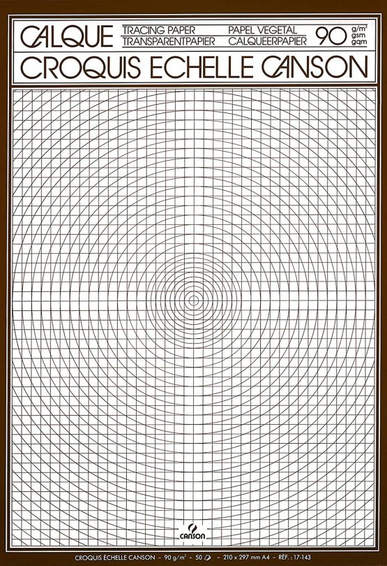 Canson A4 90 GSM Short Side Glued Pad Translucent Sketching Tracing Paper with Scale (Pack of 50 Sheets)