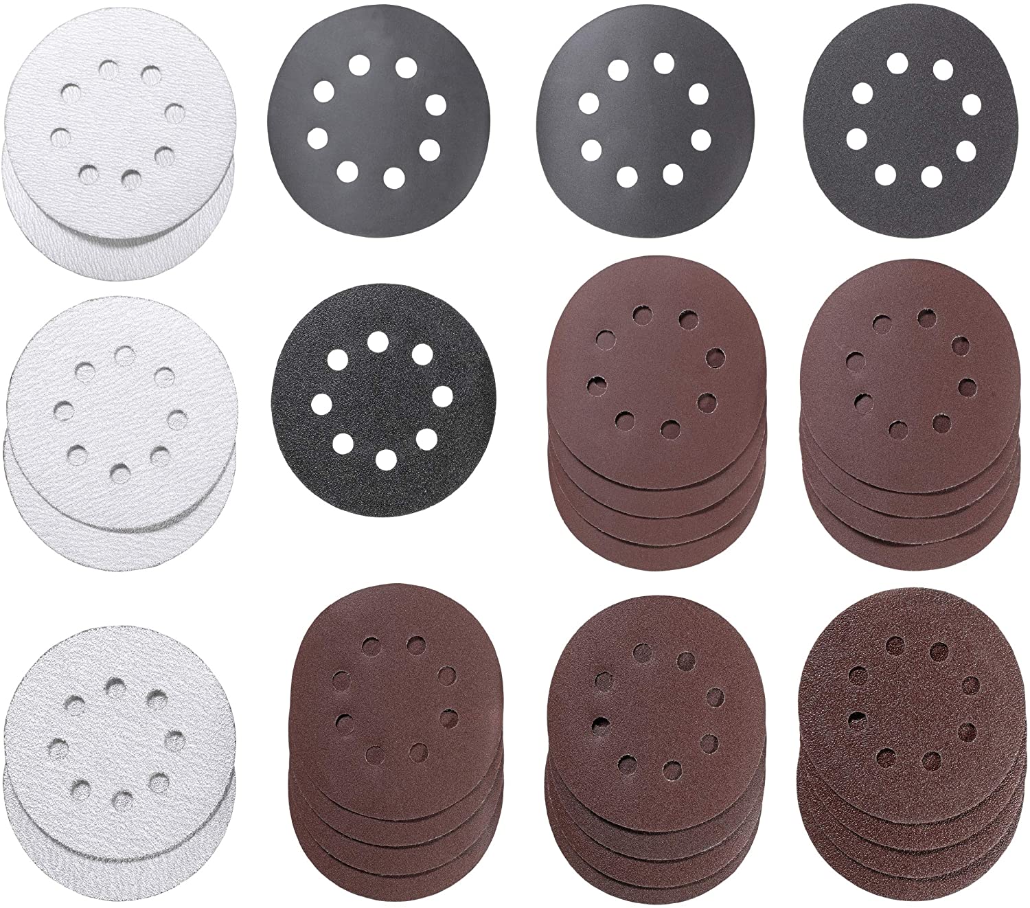 kwb 30-Piece Sanding Disc Set diameter 125 Mm in Various Grit Sizes for Universal Use and All Common Random Orbital Sanders