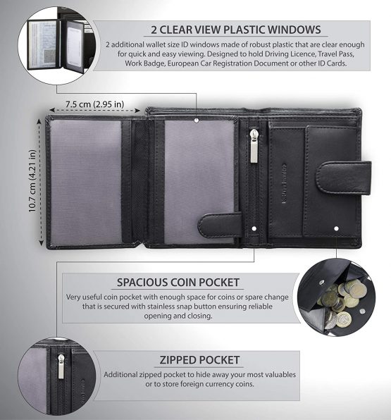 KORUMA Quality RFID Blocking Leather Men Wallet with Coin Pocket (Black) - Image 4