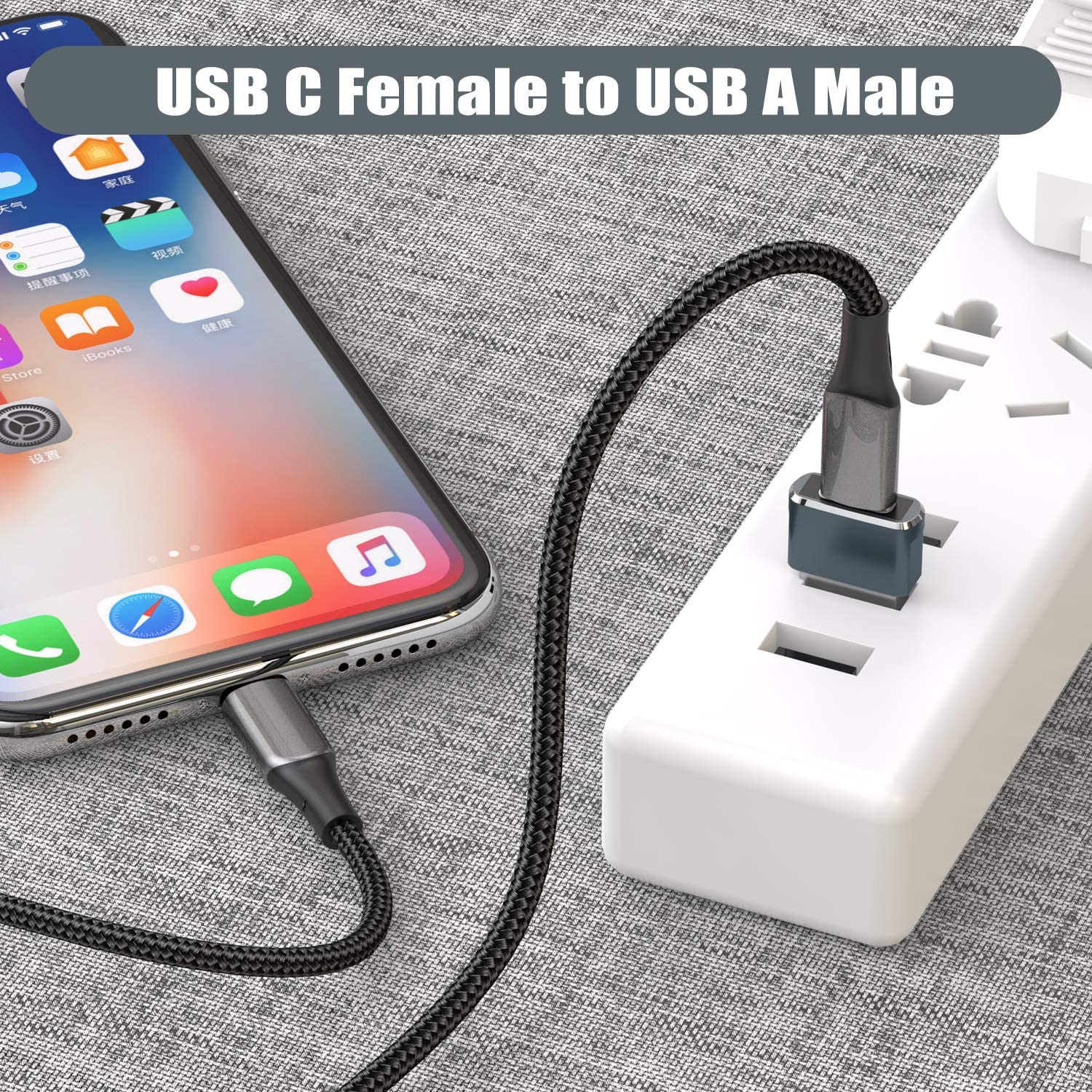 BASESAILOR USB to USBC Adapter for Apple iPhone 17 16 Pro Max Charger Adapter 3Pack,Type C Female to USB A Male Cable Connector for iWatch 10,Apple 15 14 13 12 11,iPad Air Mini,Galaxy S24,Z Fold Flip - Image 3