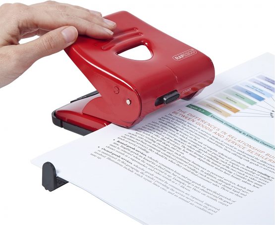 Rapesco PF827AR1 827 2-Hole Metal Punch - 30 Sheet Capacity - Red - Image 2