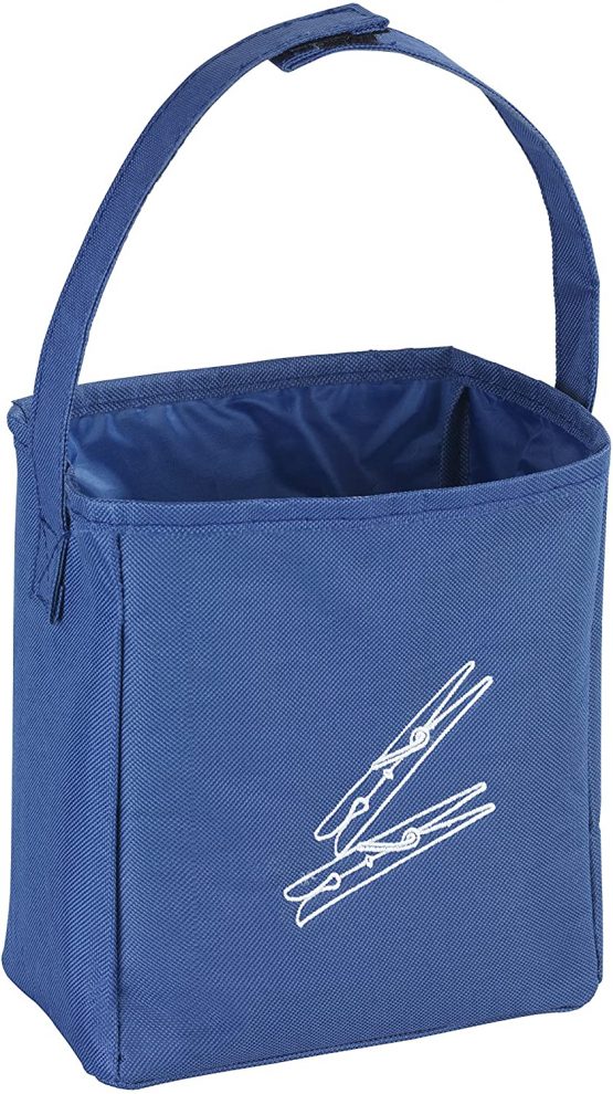WENKO Clothes peg Bag, Polyester, Blue, 10 x 17 x 19 cm