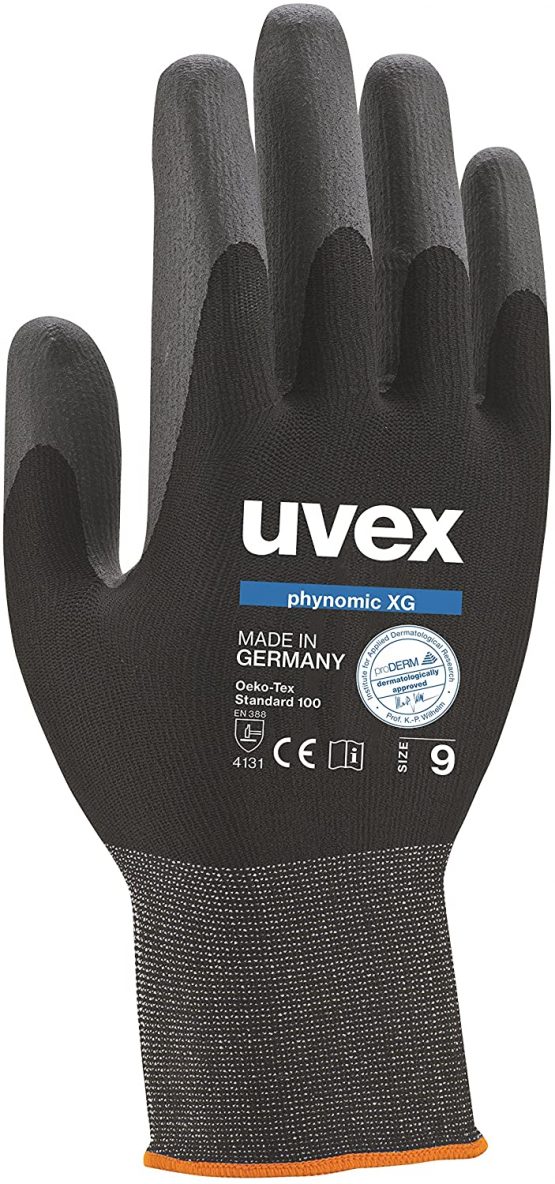 3x Uvex Phynomic XG 60070 Working Safety Gloves - Assembly Gloves with Strong Oil Grip EN388