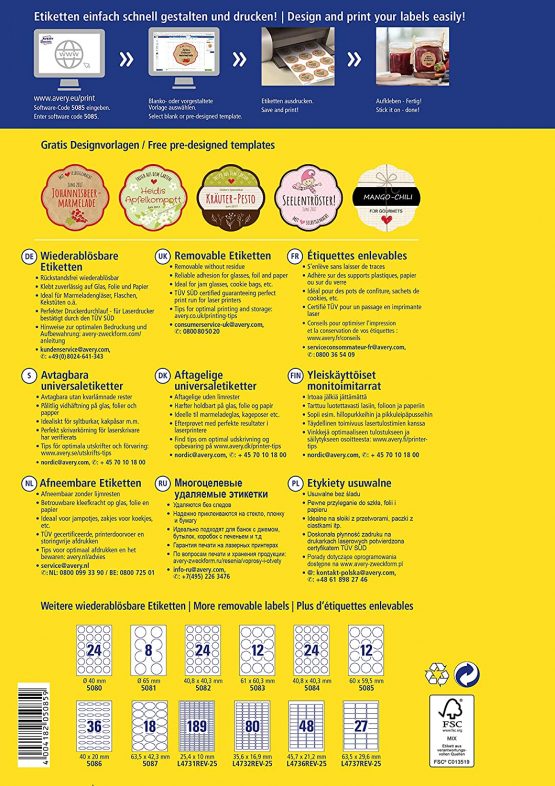 Avery Zweckform 5085 Jam Labels – A4 – 120 Labels, Removable, Flower 60 x 59, 5 mm, 10 Sheets, White - Image 3