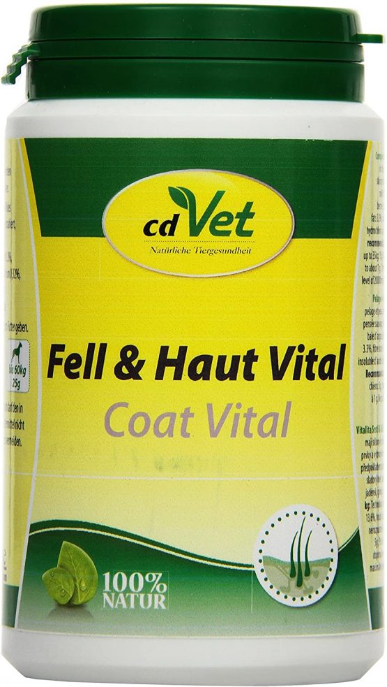 cdVet Naturprodukte Fell & Haut Vital Hund & Katze 150 g - Dog, cat - Complementary feed - coat + skin problems - coat change - organism support - hair rupture - dandruff - hair loss -