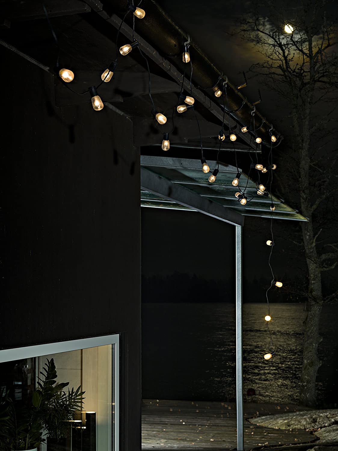 Konstsmide LED Festoon Lights / Outdoor Lights Pigmy Style Shape Bulbs / Outside (IP44) / 20 Clear Bulbs / 40 Warm White Diodes / Black Cable Garden String Lights - Image 3