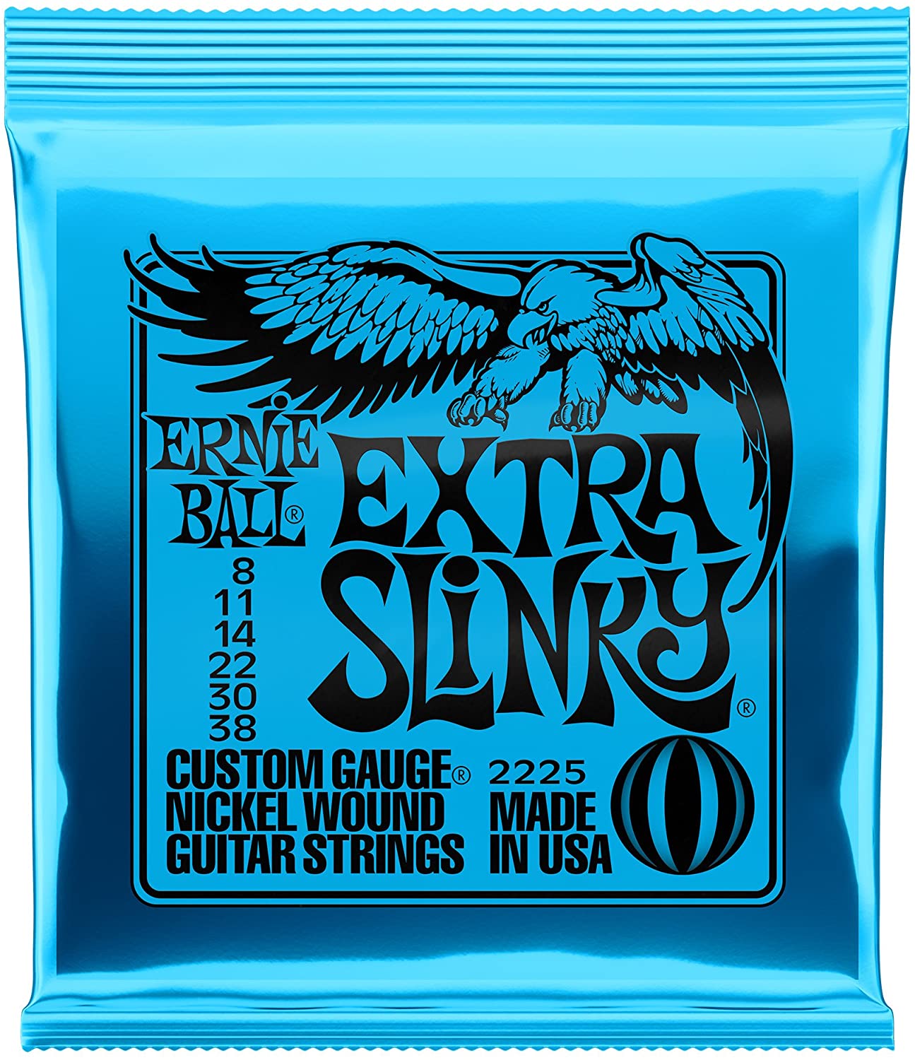 Ernie Ball Extra Slinky Nickel Wound Electric Guitar Strings - 8-38 Gauge, Extra (8-38), Single Pack