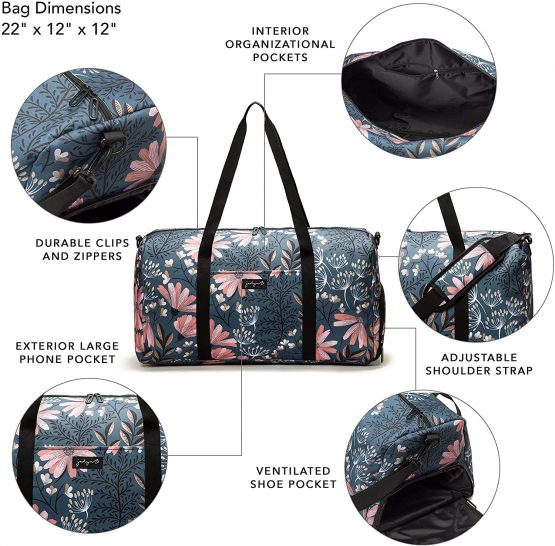Jadyn B Weekender Bag - 56 cm./22 inch - 52L - Overnight or Weekend Duffel Bag with Shoe Pocket - Image 4