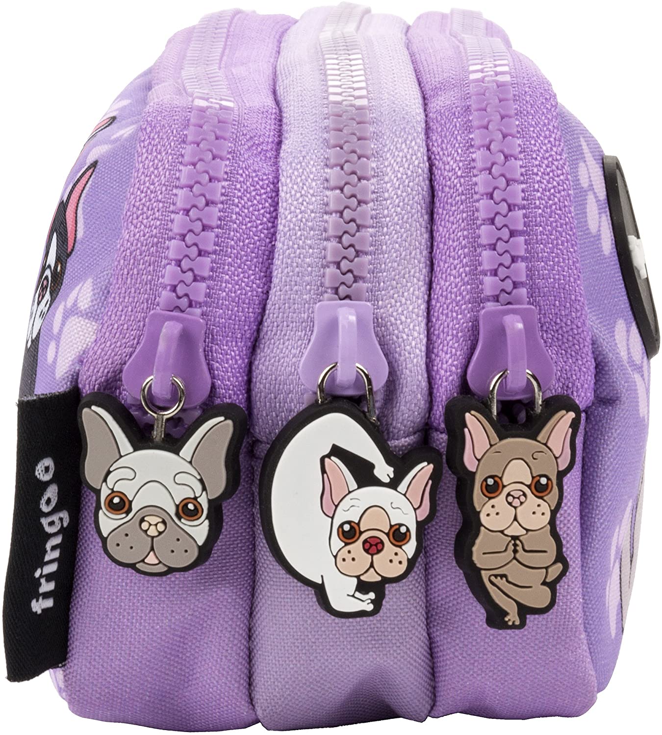 Fringoo® 3 Compartment Pencil Case for Kids School Stationery Holder Funny Cute (French Dog Yoga - 3 Compartments) - Image 3