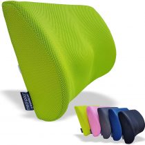Medipaq - '3D' Mesh Orthopedic Memory Foam Lumbar Support Cushion - with Air Circulation - Reduce Back Ache, Improve Posture (3D Mesh - Lime)