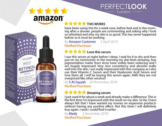 Retinol Serum High Strength with Hyaluronic Acid - FACELIFT SPECIALIST by PERFECT LOOK LONDON. Professional Anti Ageing and Anti Wrinkle for Face. Treats Acne Scars, Fine Lines and Dark Circles - Image 2
