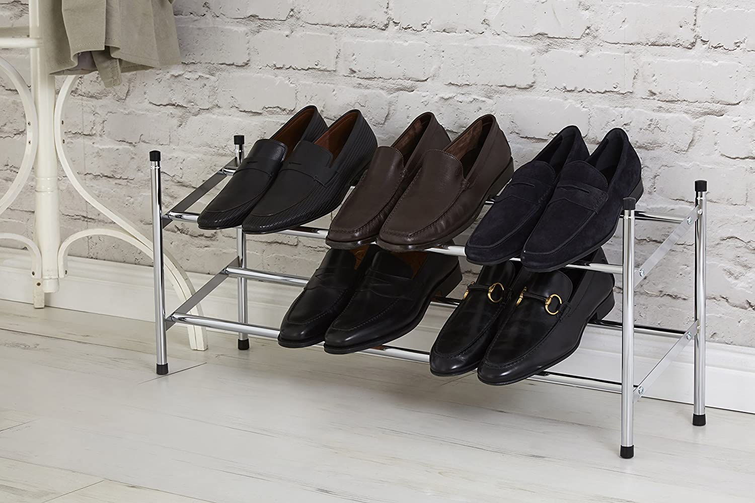 Premier Housewares Extendable Shoe Rack, Metallic Silver, Large - Image 3