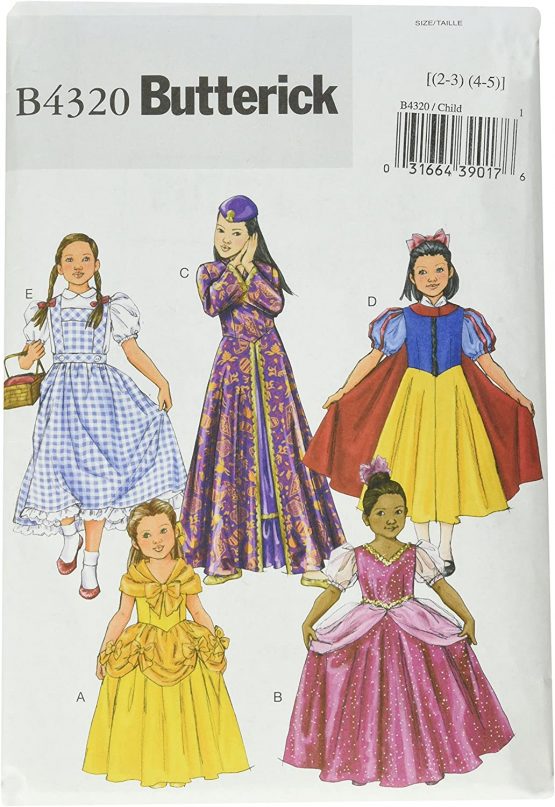 Butterick Patterns B4320 Size CHILD 2-3 4-5 Children's/ Girls' Costume, Pack of 1, White
