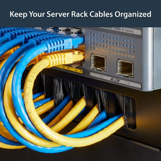 StarTech 1U High-density Brush Strip Cable Management Panel - Sturdy Steel Horizontal Data Centre Cable Management Panel (CMBRUSH1U) - Image 4