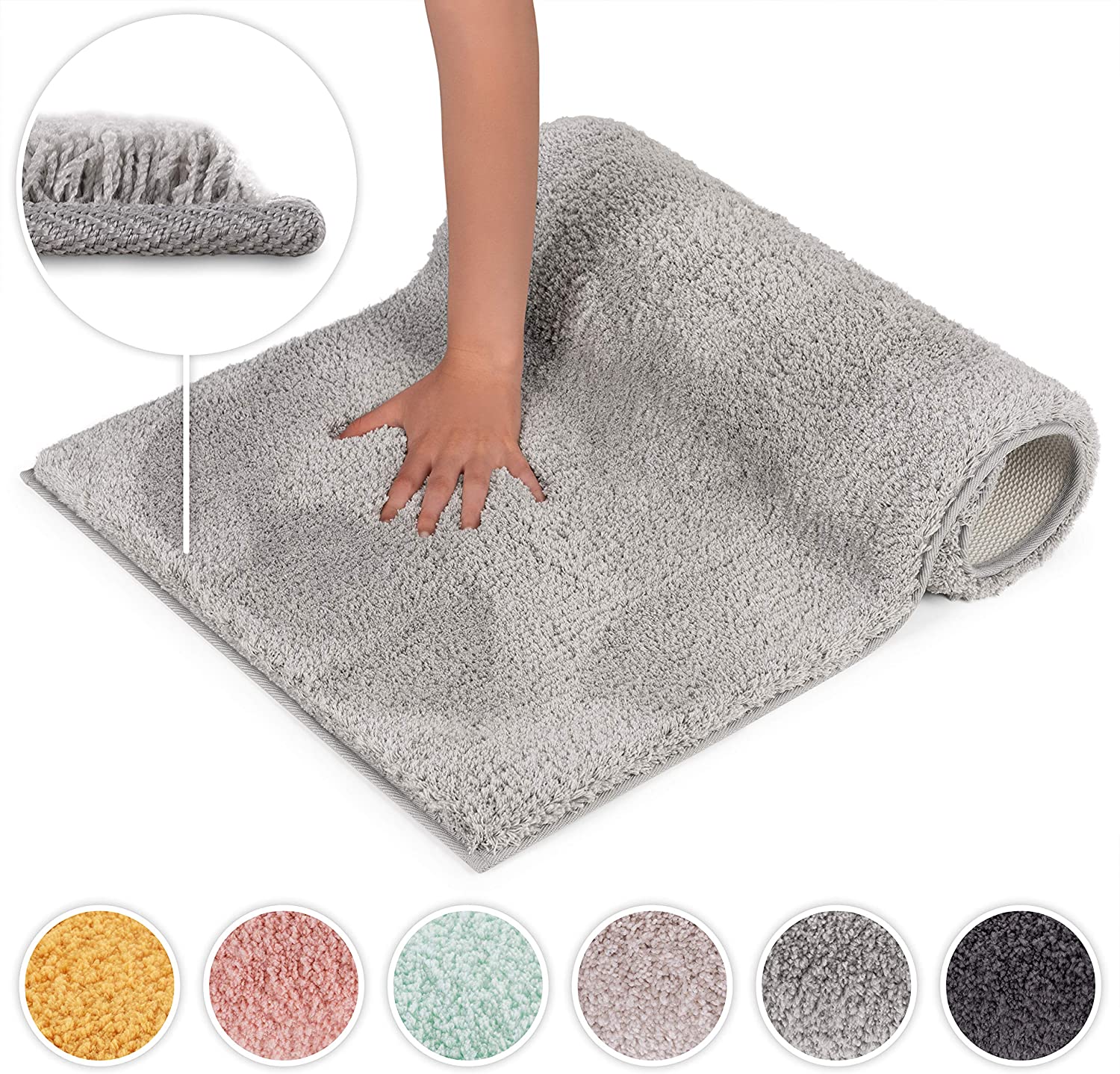 Blumtal Light Grey Bath Mat - Super Soft Non Slip Bathroom Mat, Washable Bathroom Rug, 50x80 cm, 50 x 80 cm (Microfibra)