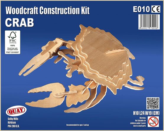 Quay E010 Crab Woodcraft Construction Kit FSC, Brown - Image 2