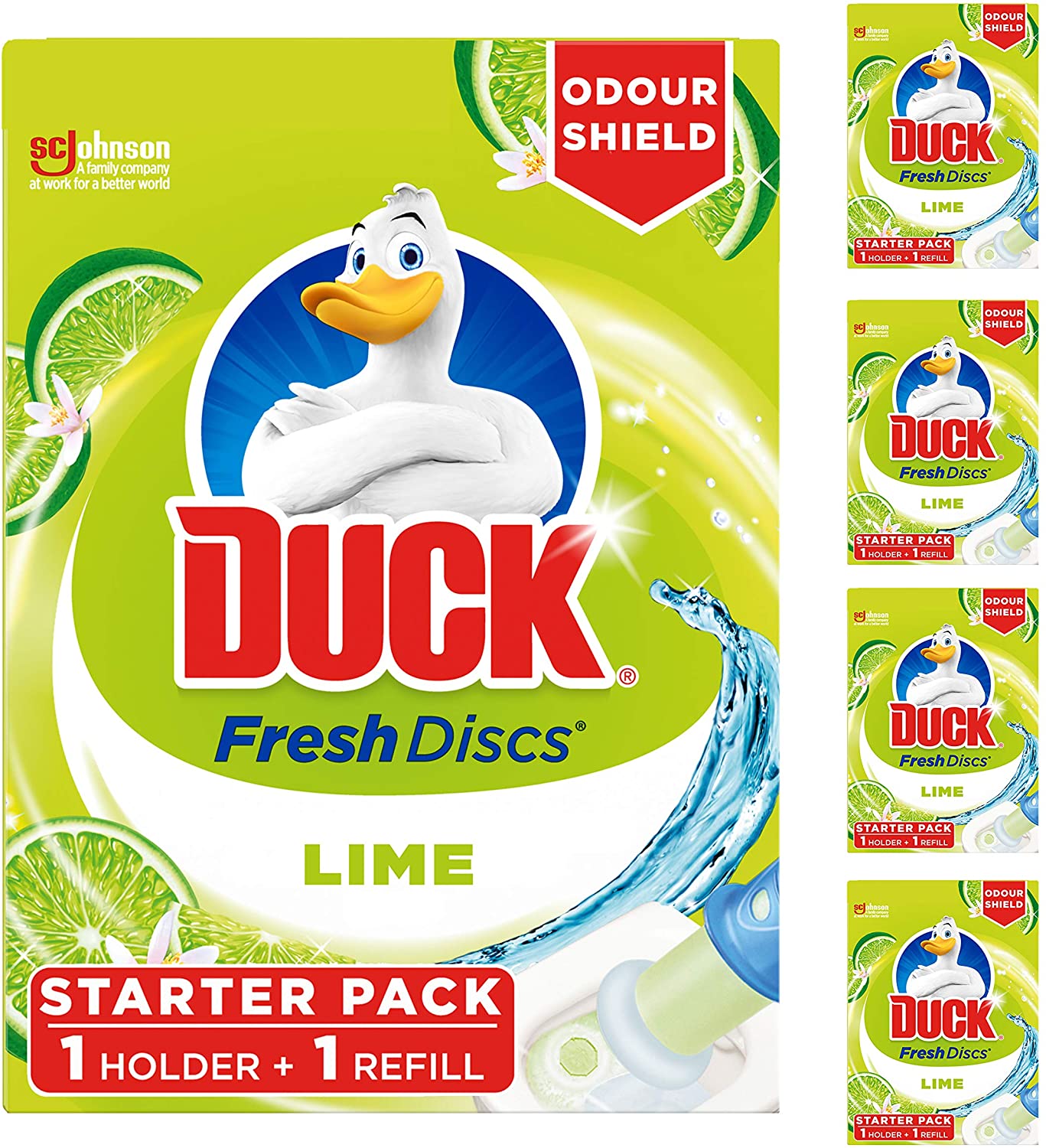 Duck Fresh Discs Toilet Cleaner Starter Kit, Fights Stains That Harbour Germs, Prevents Limescale Build Up, Lime