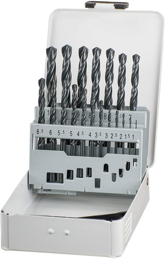 kwb 421944 HSS Drill Set, 19 Pieces, Ø 1 to 10 mm (Pitch 0.5 mm) in Metal Cassette