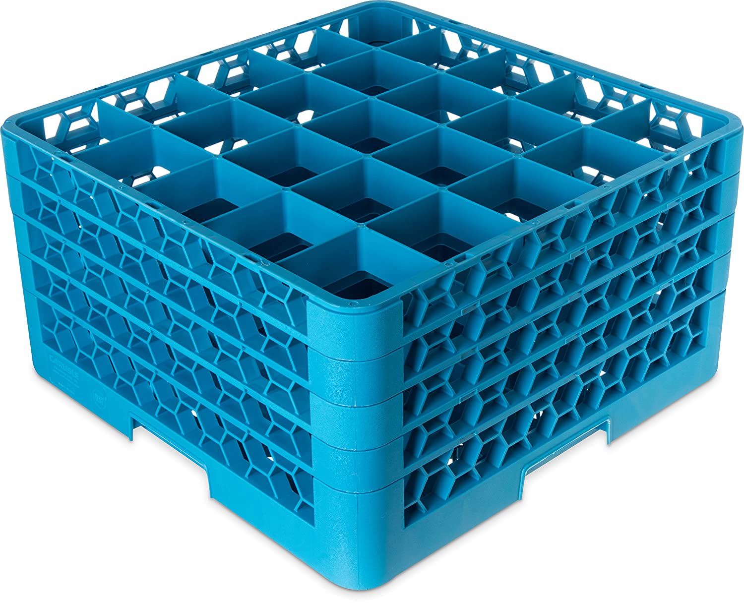 Carlisle Warewashing, CARG25-414000-B01001, 25 Compartment Glass Rack + 4 Extenders (Box of 1), Carlisle Blue, 10.3" w/ 3 Extenders