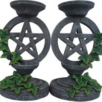 Nemesis Now Aged Pentagram Candlesticks Candle Holder 13.4cm Grey