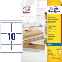 Avery Zweckform J4722-25 Labels, 96 x 50.8 mm, 25 Sheets, 250 Labels, Transparent