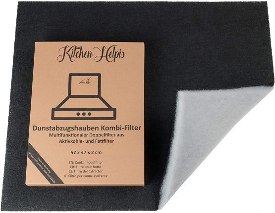 Kitchen Helpis® Grease and carbon filter for cooker hood, cooker hood filter 22.44 x 21.26 in, carbon filter cooker hood, carbon filter sheet, carbon filter extractor fan, cooker hood carbon filter