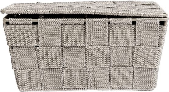 Wenko Storage Adria Taupe-Bathroom Basket with lid, Polypropylene, Brown, 19 x 14 x 10 cm - Image 3