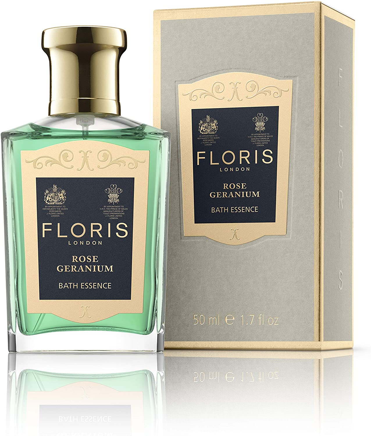 Floris London Rose Geranium Bath Essence (50 ml) Add Luxury Floral Fragrance to Your Bath, Clear, 50 ml (Pack of 1)
