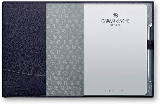 Caran d'Ache A5 Leman Leather Writing Pad - Blue - Image 2