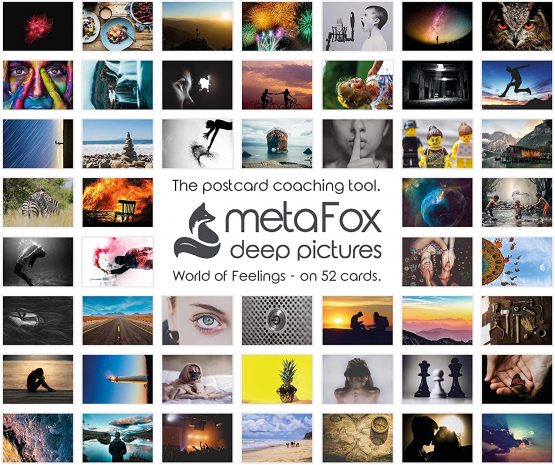metaFox World of Emotions Postcards Pack - 52 Cards for Coaching and Therapy