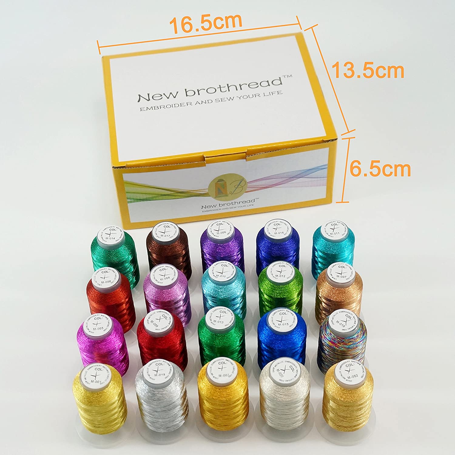 New brothread 20 Assorted Colours Metallic Machine Embroidery Thread Kit 500M Each Spool for Computerized Embroidery and Decorative Sewing - Image 3