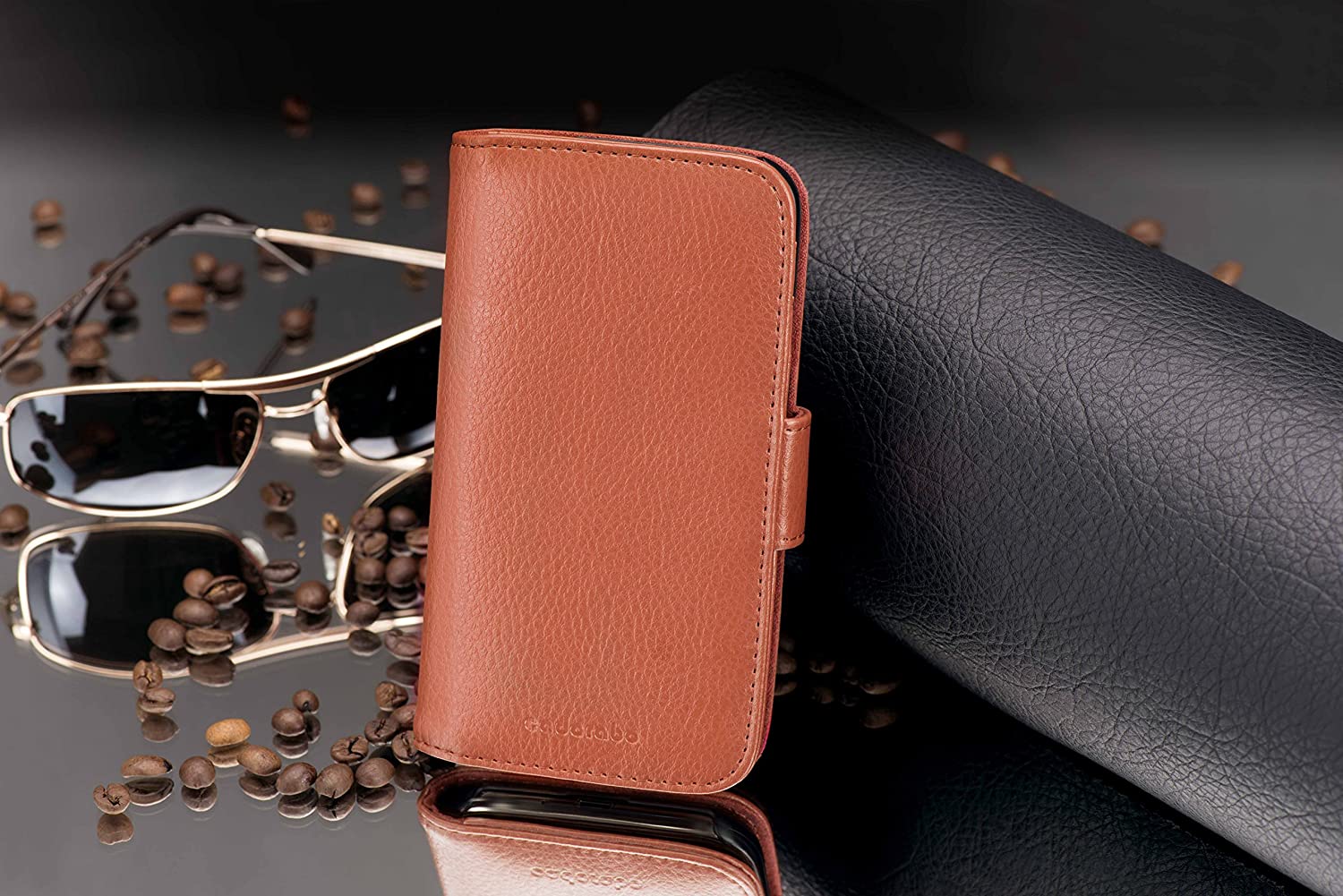 Cadorabo Book Case works with HTC ONE X/X+ in COGNAC BROWN - with Magnetic Closure and 3 Card Slots - Wallet Etui Cover Pouch PU Leather Flip - Image 4