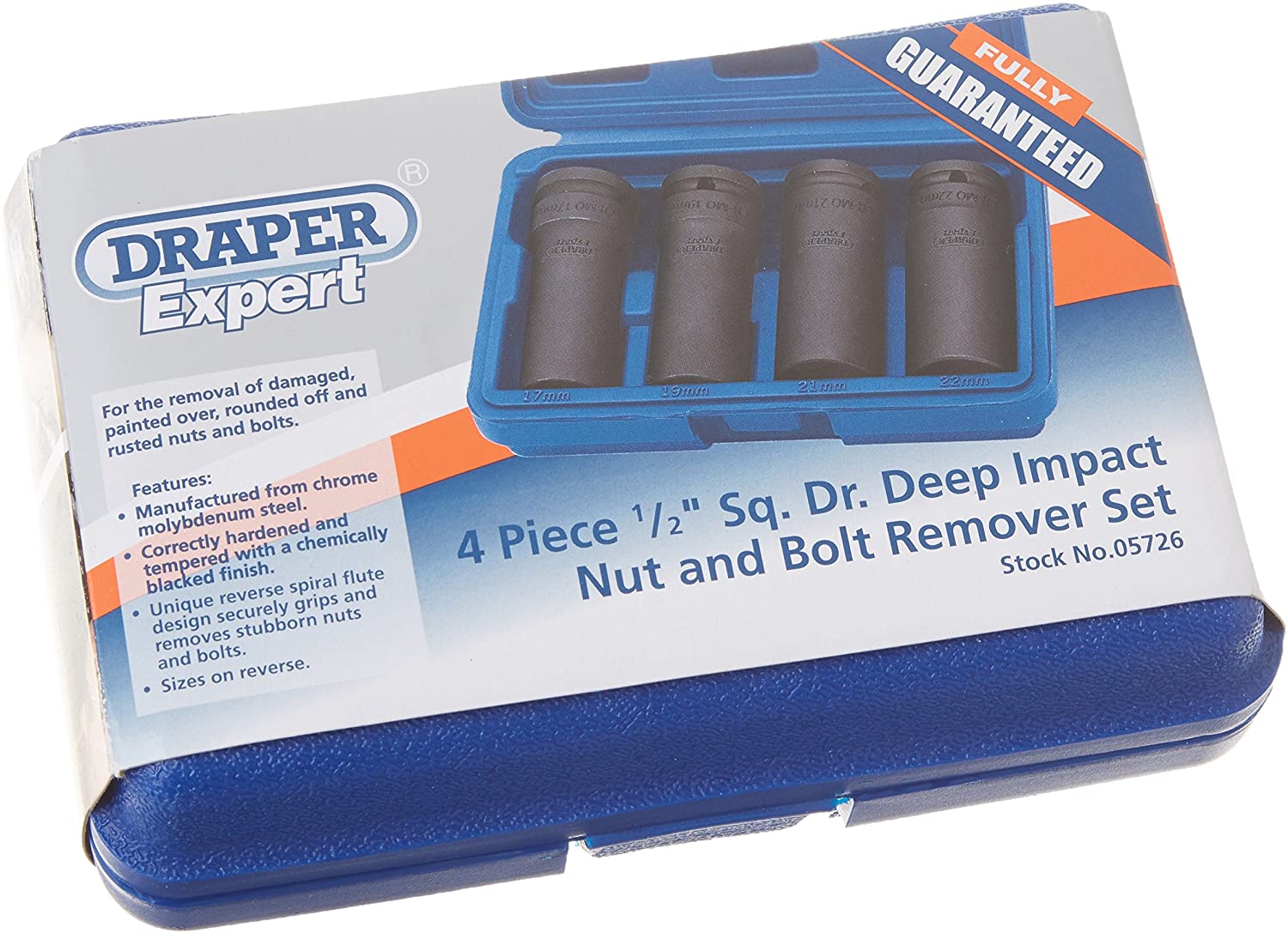 Draper 5726 1/2-inch Deep Impact Nut Remover (4 Pieces), Variety pack - Image 3