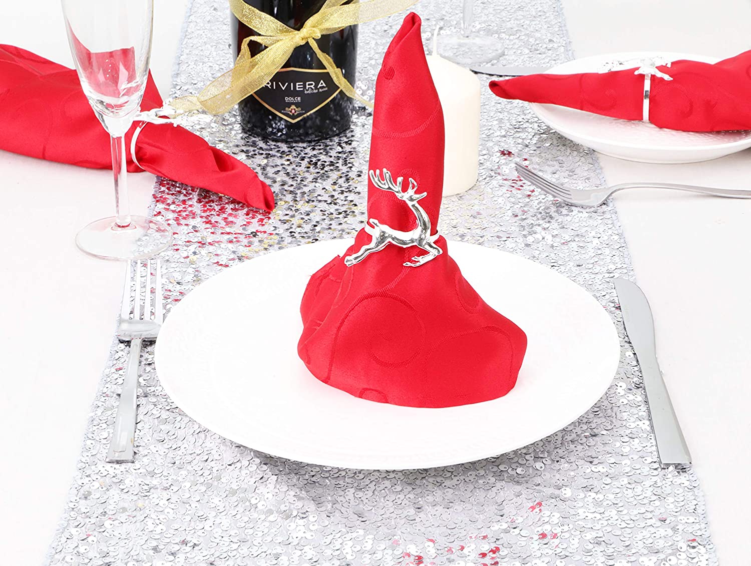 Toyland® Pack Of 6 - Christmas Napkin Holders - 3 Silver Reindeer - 3 Silver Snowflakes - Christmas Tableware - Image 3