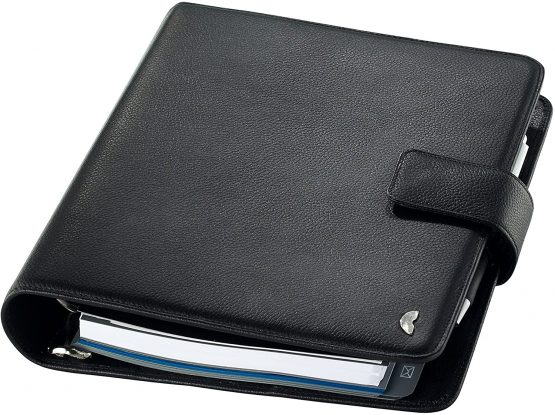 Chronoplan 50101 Organiser Nappa Leather Organiser A5 with Holder and Ring Binder – Black - Image 3