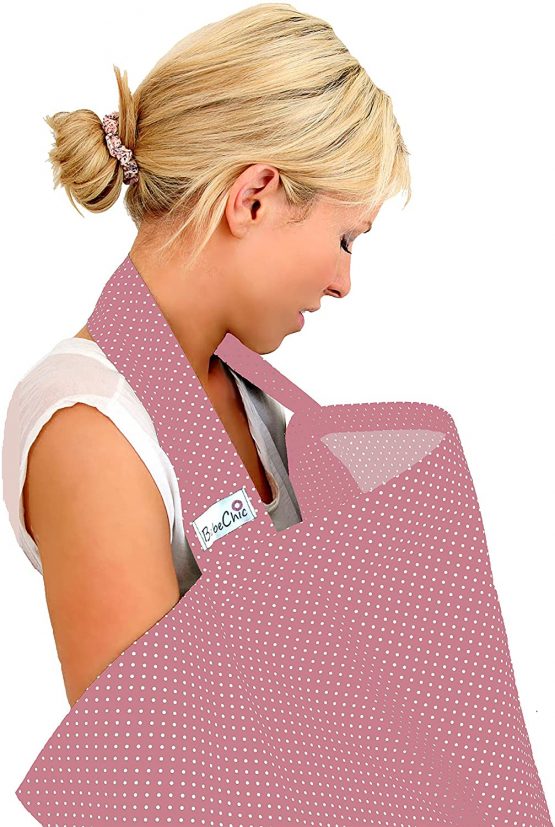 BebeChic – Oeko-Tex Certified Cotton - Breastfeeding Covers - Boned Nursing Tops – Dusky Pink/White Dot