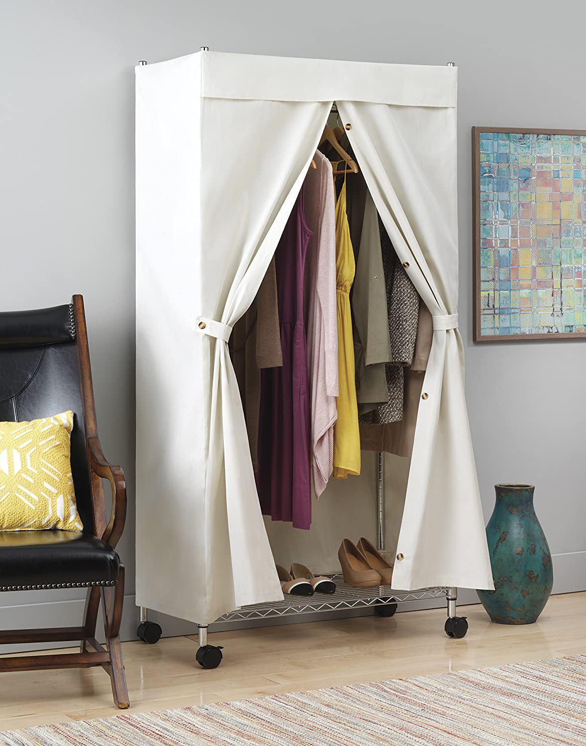 Whitmor 6462-389 Supreme Garment Rack Cover, Natural Canvas (Cover Only), 36"L x 18"W x 65.5"H - Image 2