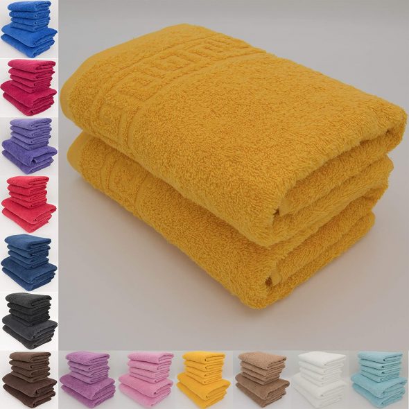 GOLD (FUSION) YELLOW 2 HAND TOWELS SET 50X90 100 NATURAL COTTON 500