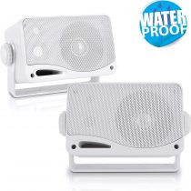 Pyle 3-Way Weather Proof Mini Box Speakers System Pair, 200 Watt, 3.5-Inch Size, White